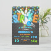 Glow Bowling Uitnodiging Neon Glow Bowling Party (Staand voorkant)