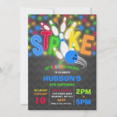 Glow Bowling Uitnodiging Neon Glow Bowling Party (Voorkant)