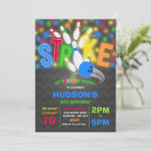 Glow Bowling Uitnodiging Neon Glow Bowling Party (Staand voorkant)