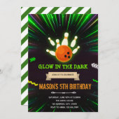 Glow bowling verjaardagsuitnodiging kaart (Voorkant / Achterkant)