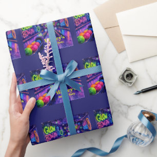 Glow Bowling Watercolor Tiener Verjaardagsfeestje Cadeaupapier