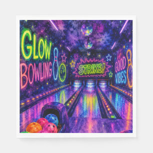 Glow Bowling Watercolor Tiener Verjaardagsfeestje Servet