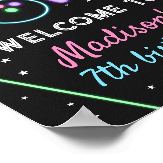 Glow Bowling Welkomstbord Verjaardagsfeestje Poster (Hoek)
