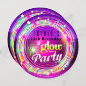 Glow Circles & Stars Uitnodigingen voor verjaardag (Voorkant / Achterkant)