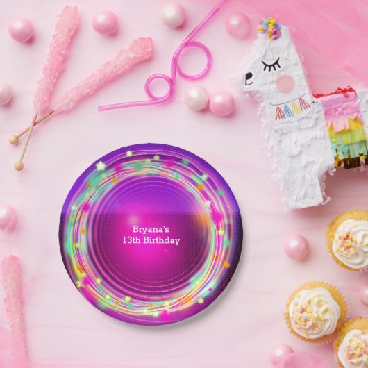 Glow Circles & Stars Verjaardagsfeest Borden Papieren Bordje (Feest)