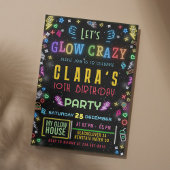 Glow Crazy verjaardagsfeestje bewerkbare uitnodigi Kaart