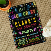 Glow Crazy verjaardagsfeestje bewerkbare uitnodigi Kaart