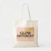 Glow Different Canvas tas – Pink Gold Quote (Voorkant)