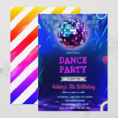 Glow disco dansfeest kaart (Voorkant / Achterkant)