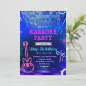 Glow disco rock-party-uitnodiging kaart (Staand voorkant)
