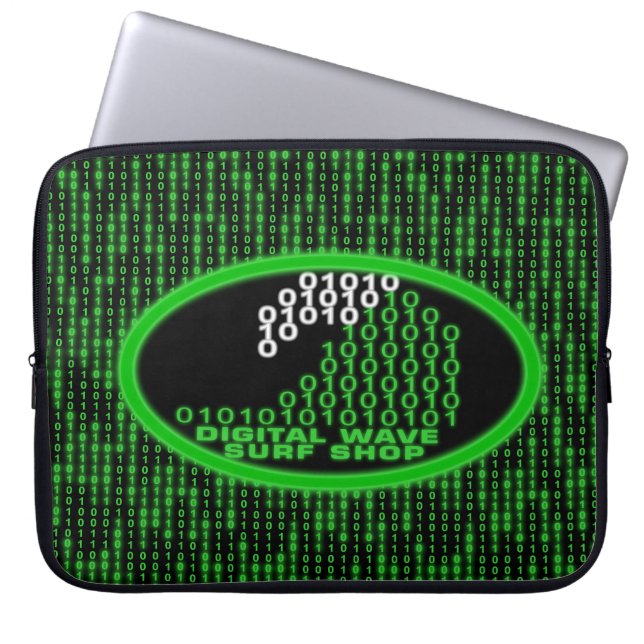 Glow DWSS Logo Binaire Code Regen Laptop Hoes (Voorkant)