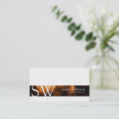 Glow Ember Monogram Modern Chic Visitekaartje (Staand voorkant)