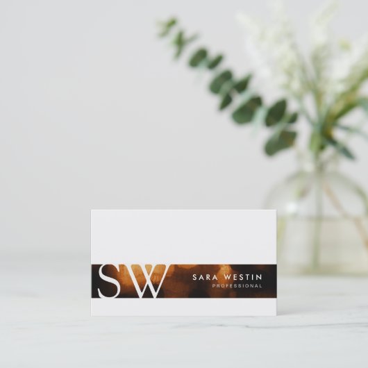 Glow Ember Monogram Modern Chic Visitekaartje (Staand voorkant)