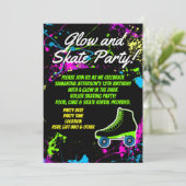 Glow en Schaats Rolschaatsen Kids Verjaardagsfeest Kaart (Staand voorkant)