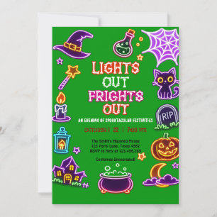 Glow Extravaganza Neon Halloween-feestuitnodiging Kaart