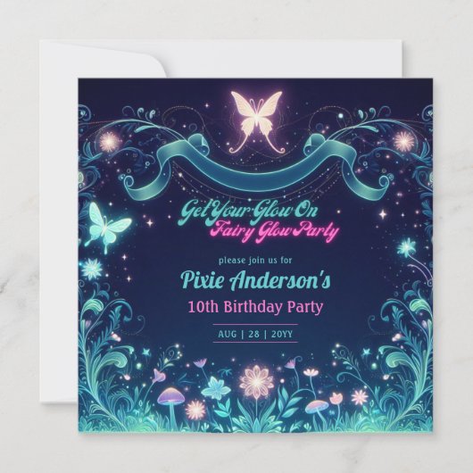 Glow Fairy Feest Thema Sprookje Betoverd Bos Kaart (Voorkant)