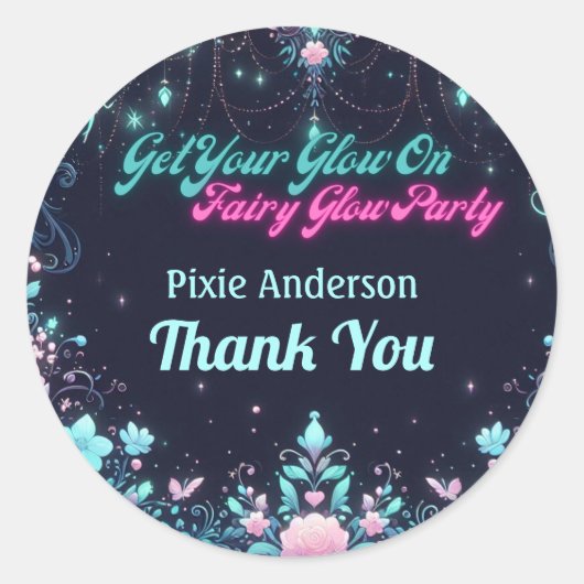 Glow Fairy Feest Thema - Sprookje Na Donker Ronde Sticker (Voorkant)
