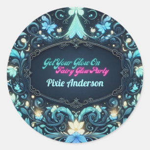 Glow Fairy Feest Thema - Sprookje Na Donker Ronde Sticker