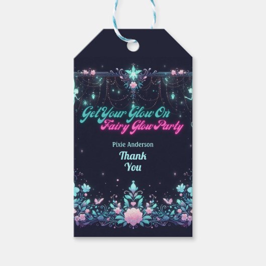 Glow Fairy Party Thema - Sprookje Na Donker Cadeaulabel (Voorkant)