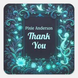 Glow Fairy Party Thema - Sprookje Na Donker Vierkante Sticker