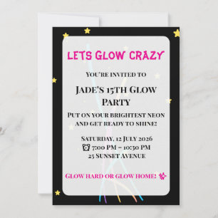 Glow-feest uitnodiging Feest voor tieners/volwass