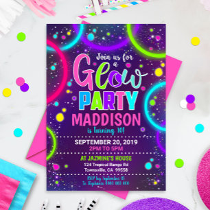 Glow-feest uitnodiging Neon Glow in het donker glo