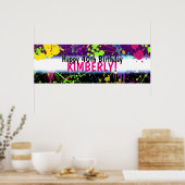 Glow-feest verfspatten neon verjaardagsbanner poster (Keuken)