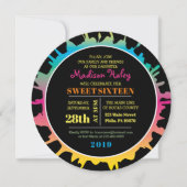 GLOW Fuchsia Splash Sweet 16 Uitnodiging (Voorkant)