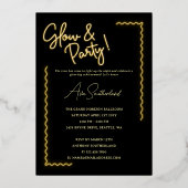 Glow Future is een vrolijk geel neon Afstuderen Folie Uitnodiging (Achterkant)