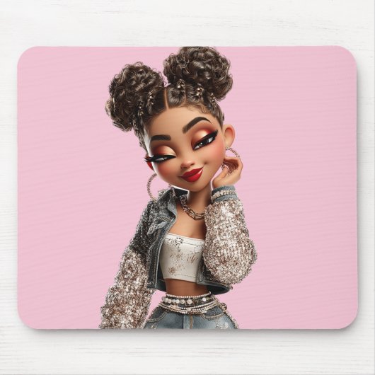 Glow Getter Muismat | Sparkle Denim Glam (Voorkant)