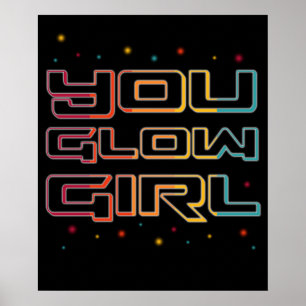 Glow Girl Neon Lights Glow in de Donkere partij Poster