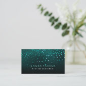 Glow Glitter Blue Confetti Elegant Sky Visitekaartje (Staand voorkant)