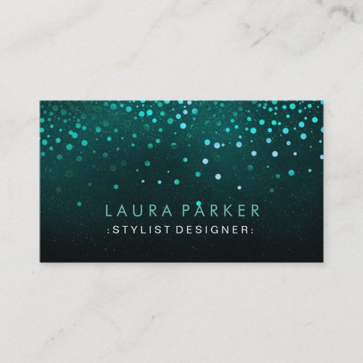 Glow Glitter Blue Confetti Elegant Sky Visitekaartje (Voorkant)