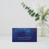 Glow Glitter Blue Confetti Elegant Sky Visitekaartje (Staand voorkant)