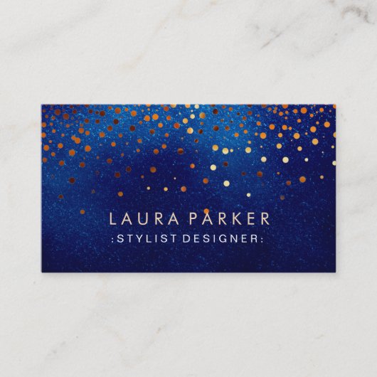 Glow Glitter Blue Confetti Elegant Sky Visitekaartje (Voorkant)