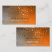 Glow Glitter Oranje Confetti Elegant Sky Visitekaartje (Voorkant / Achterkant)