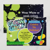 Glow Golf Monster Mini Golfen Party Uitnodiging (Voorkant / Achterkant)