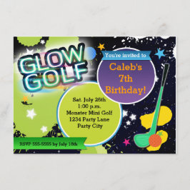 Glow Golf Monster Minigolf Feest Uitnodiging
