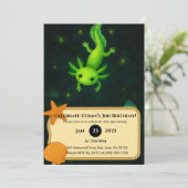 Glow Green Axolotl in Moeras Verjaardag Kaart (Staand voorkant)