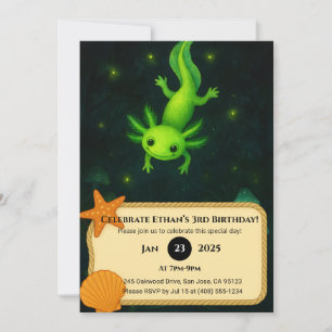 Glow Green Axolotl in Moeras Verjaardag Kaart