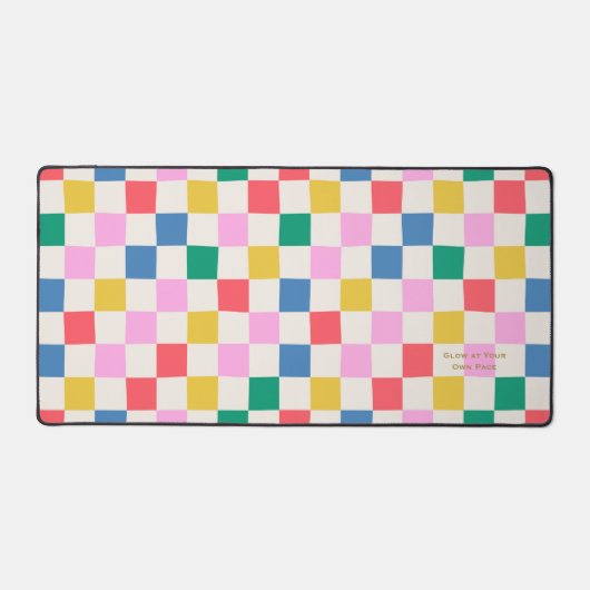 Glow in je eigen tempo kleurrijk geruit bureaumat (Voorkant)