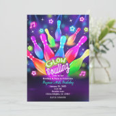 Glow in the Dark Bowling Bowl Verjaardagsfeest Kaart (Staand voorkant)