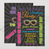 Glow in the Dark Boy Verjaardagsfeestje Uitnodigin Kaart (Voorkant / Achterkant)