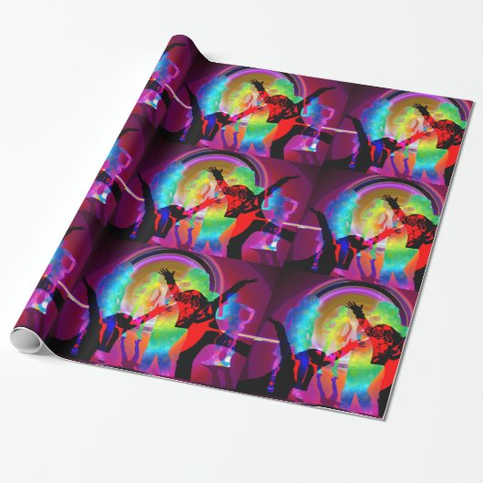 Glow in the Dark Dance Party Cadeaupapier (Uitgerold)