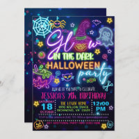 Glow in the Dark Halloween Verjaardag Uitnodiging