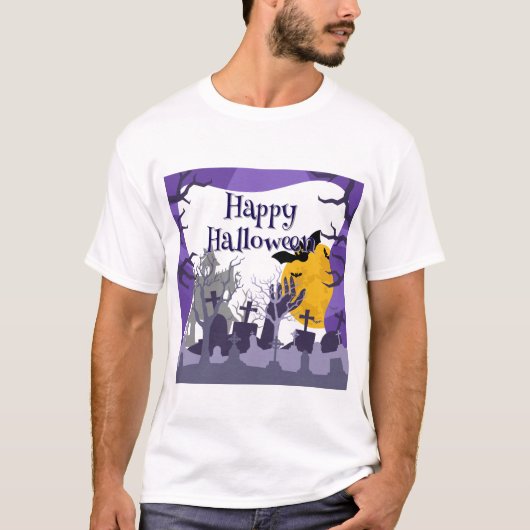 Glow-In-The-Dark Haunted House Halloween T-shirt (Voorkant)