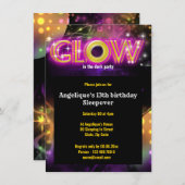 Glow in the dark kinder glow party kaart (Voorkant / Achterkant)