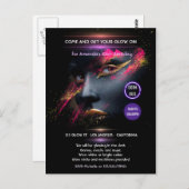 Glow in the Dark Neon Feest Uitnodiging (Voorkant / Achterkant)