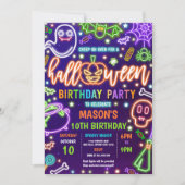 Glow In The Dark Neon Halloween Verjaardagsfeest Kaart (Voorkant)