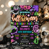 Glow In The Dark Neon Halloween Verjaardagsfeest Kaart